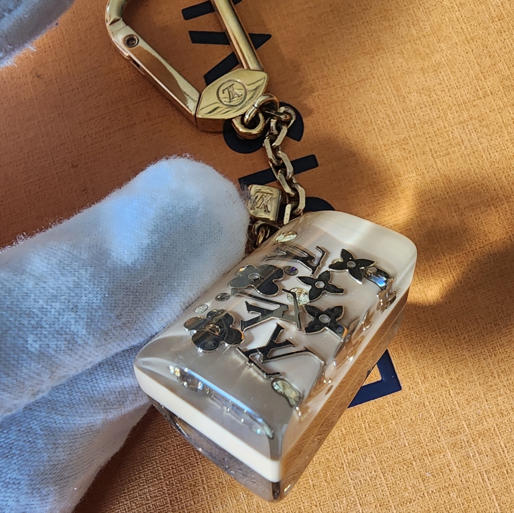 Louis Vuitton Gold and Cream Bag Charm Or Keychain